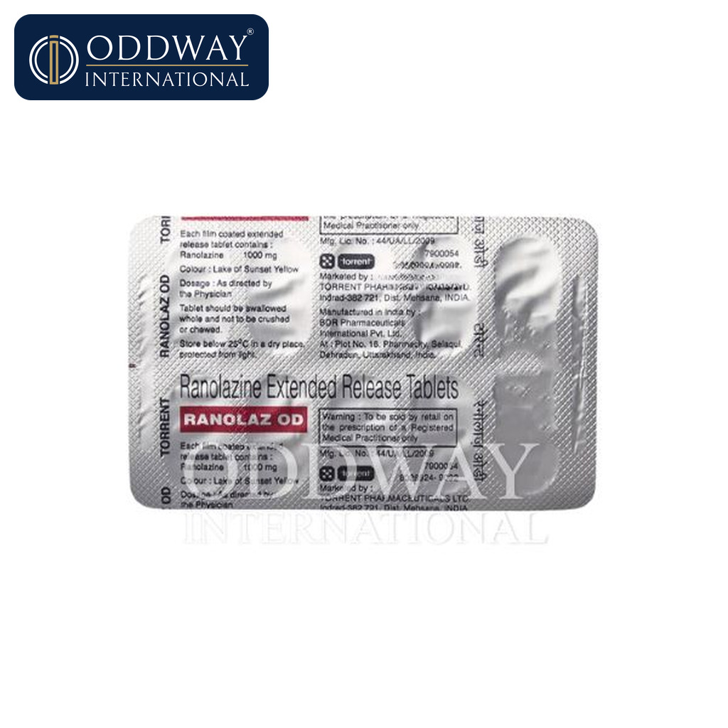 Bulk Ranolaz OD 1000 mg Tablet procurement for hospitals and distributors