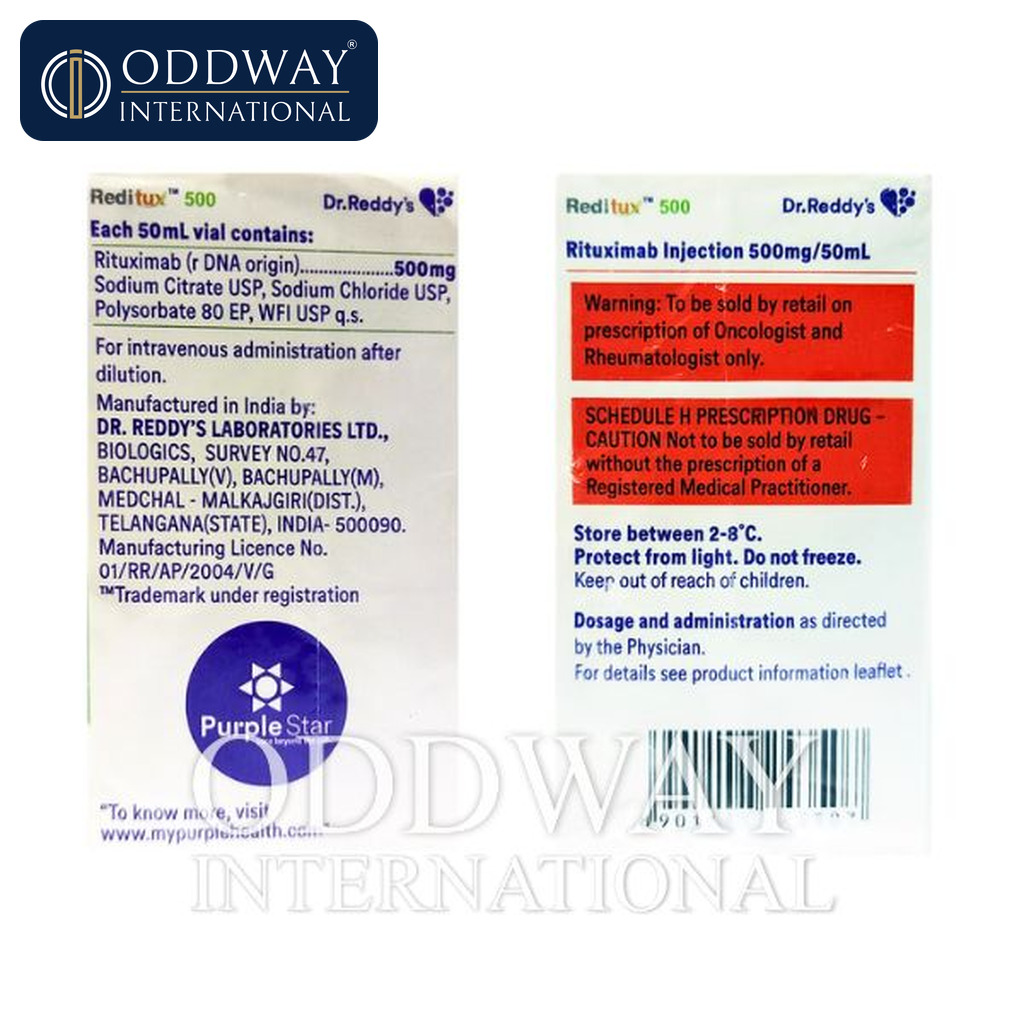 Reditux 500mg injection generic biologic sourcing information