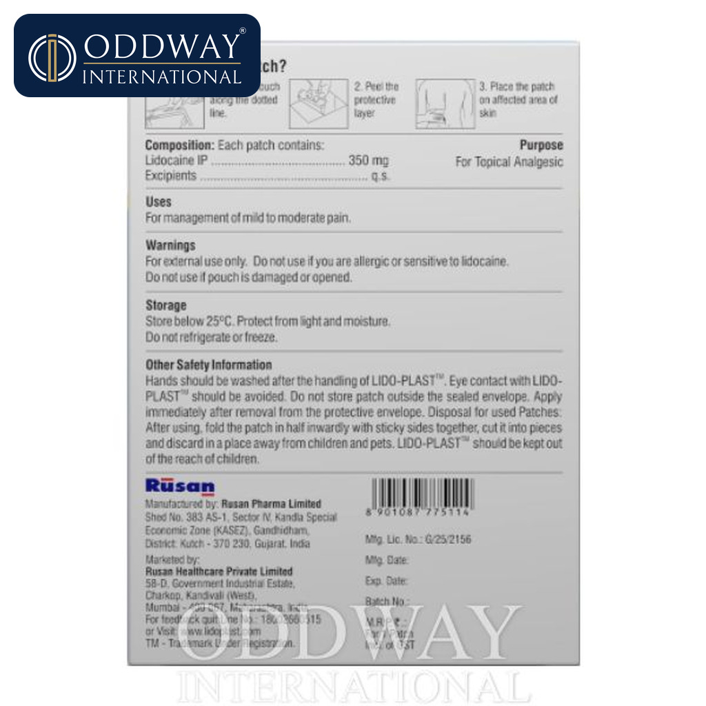 Lidocaine 5 percent patch supplier for global distribution