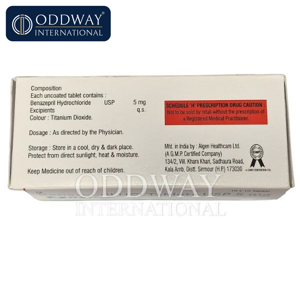 Benazepril 5mg Tablet supplier in India for global distribution