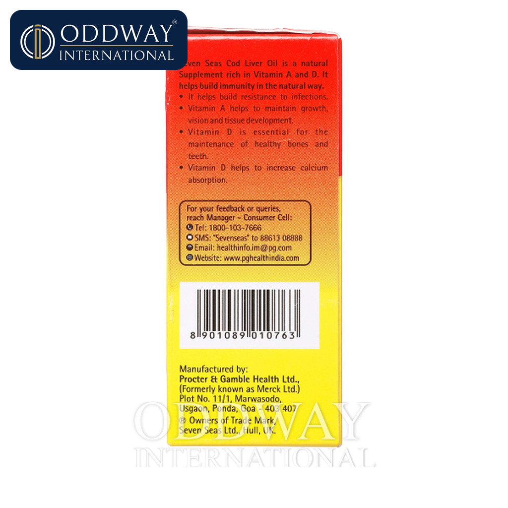 SevenSeas Cod Liver Oil capsules exporter documentation support