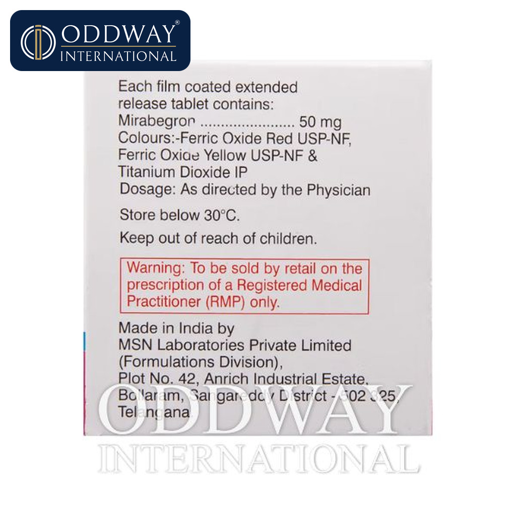 Mirbeg 50 mg Tablet generic availability for export markets