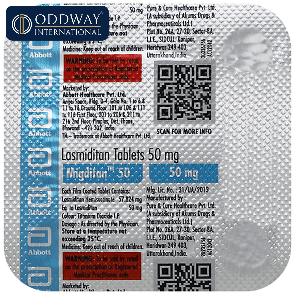 Lasmiditan 50 Mg Tablet generic sourcing subject to availability