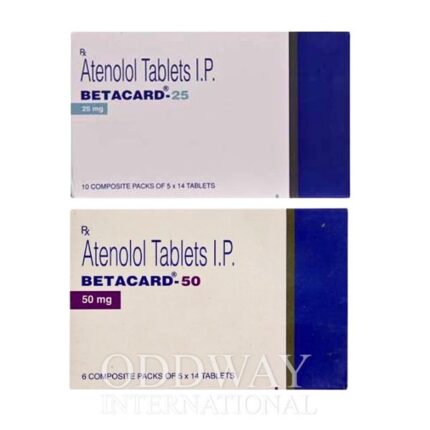 box of Betacard 25 mg & 50 mg tablets atenolol mg tablet