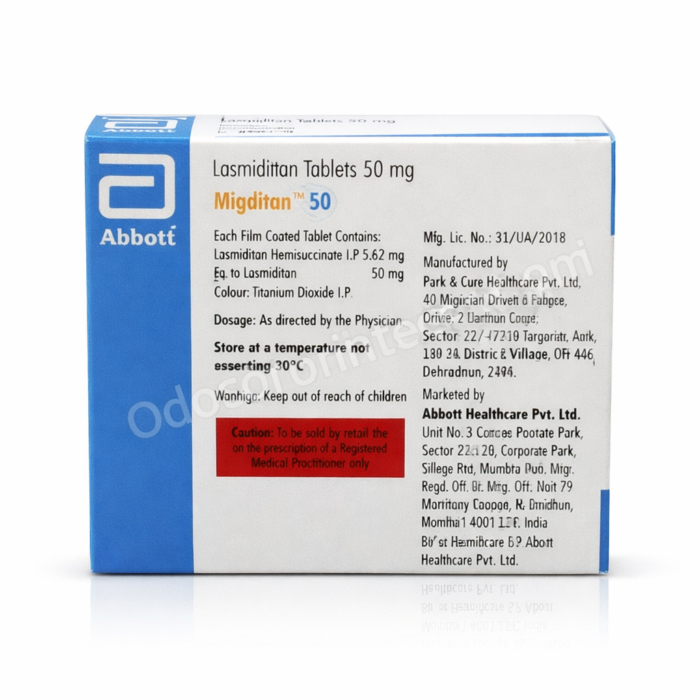 Lasmiditan tablets 50 mg blister pack for distributors