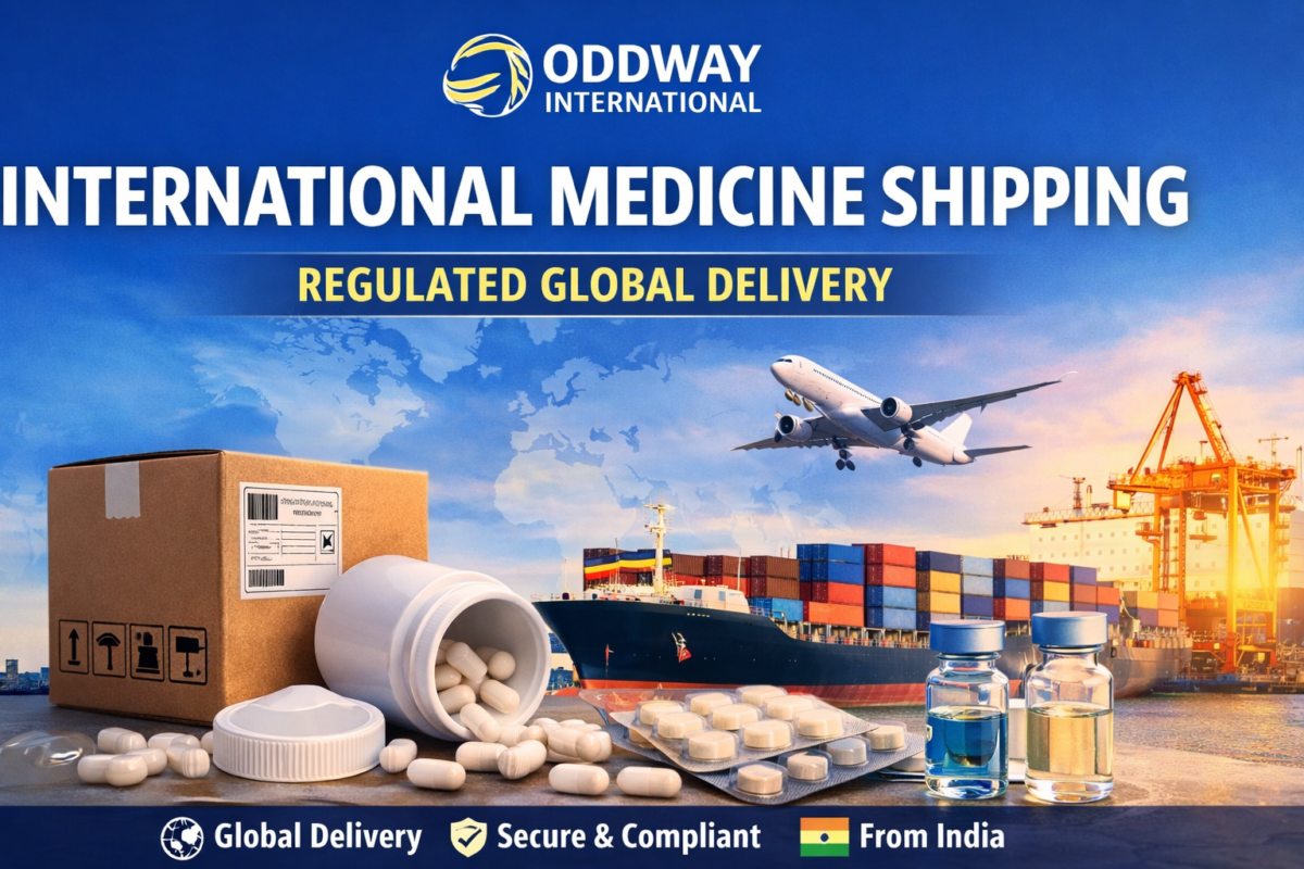 International medicine shipping with regulated pharmaceutical export logistics and global delivery