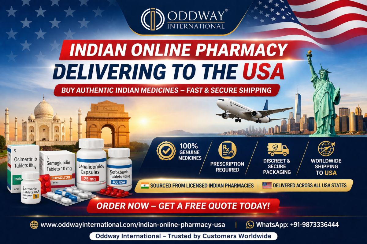 Indian online pharmacy delivering medicines to USA by Oddway International with fast and secure shipping